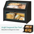 thumbnail image 3 of Black Bread Box for Kitchen Counter, Large Bread Storage Container, Double Layer Bamboo Wooden Large Capacity Bread Storage Bin, 3 of 15