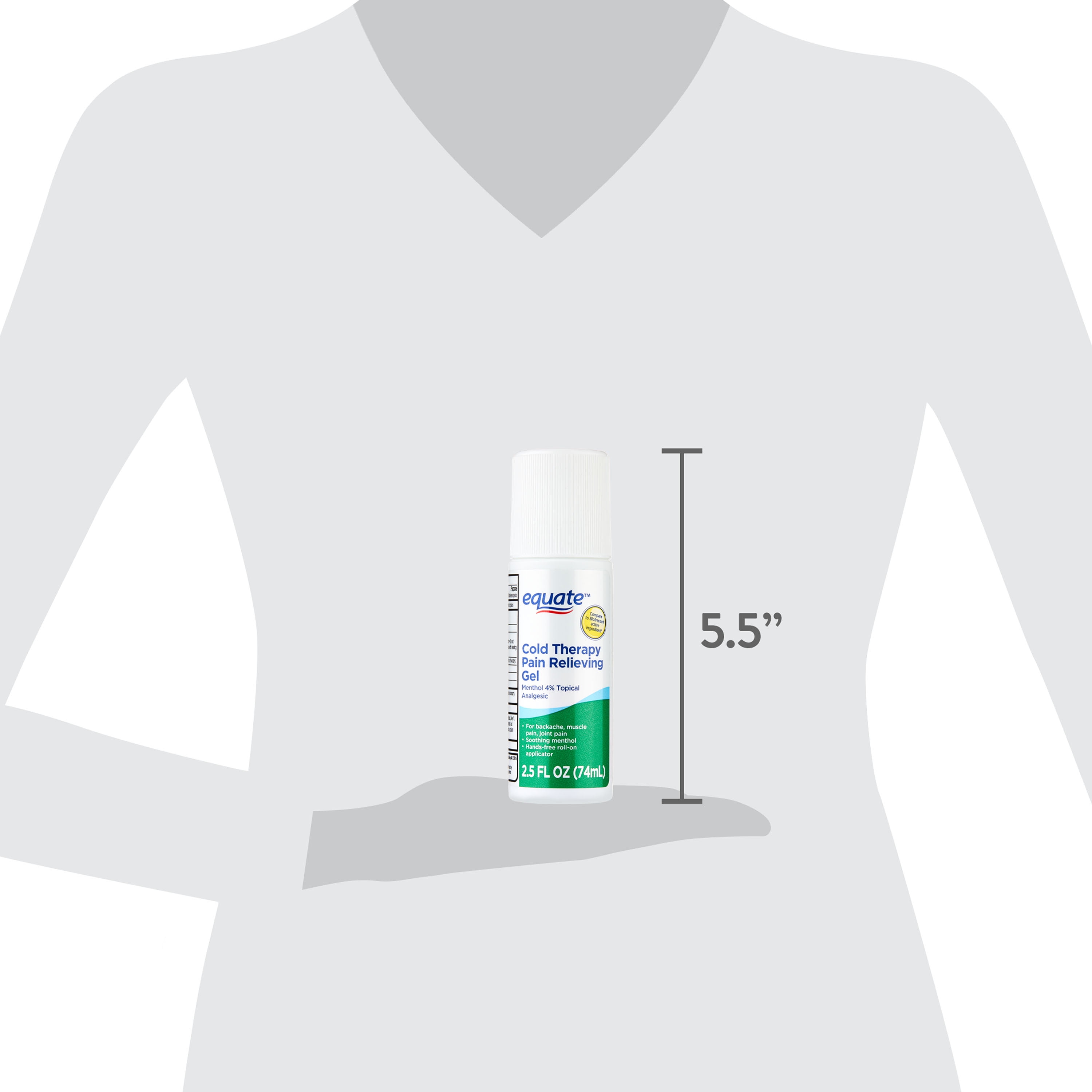 Equate Cold Therapy Pain Relieving Gel Roll-on with Menthol, 4% Topical Analgesic, 2.5 fl oz