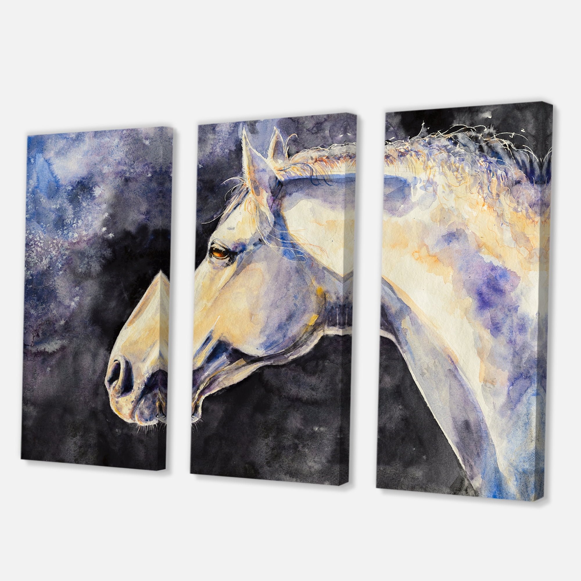 Designart ' Close Up Of The Head of A Lipizzan Horse ' Farmhouse Canvas Wall Art Print