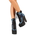 thumbnail image 6 of Bumper BI82 Women Mix Media Patch Lug Sole Lace Up Metal Chunky Heel Platform Bootie, 6 of 6