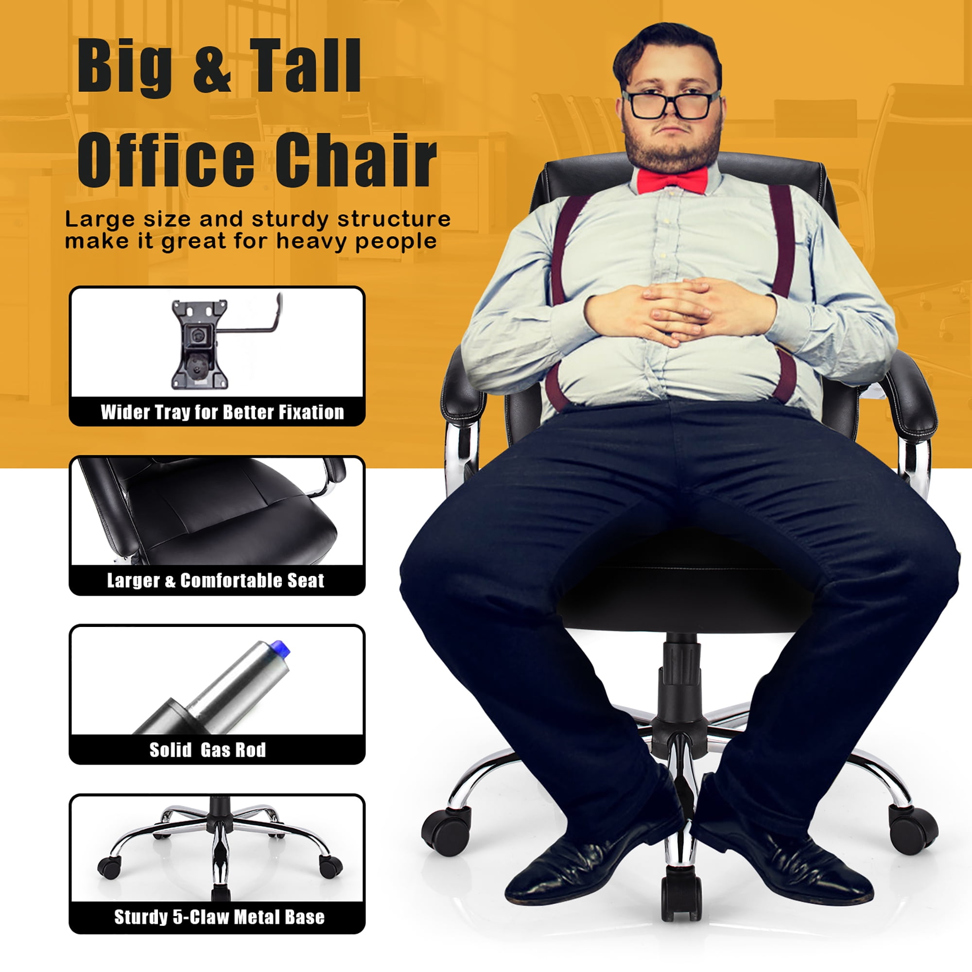 Costway 500 lb. Black Executive PU Leather Adjustable Height Computer Desk  Chair Massage Office Chair GHM0087BK - The Home Depot