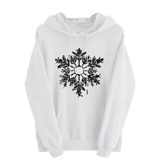 Posijego Hoodies for Women Christmas Sweatshirts Snowflake Print Long Sleeve Hooded Pullover Sweatshirt