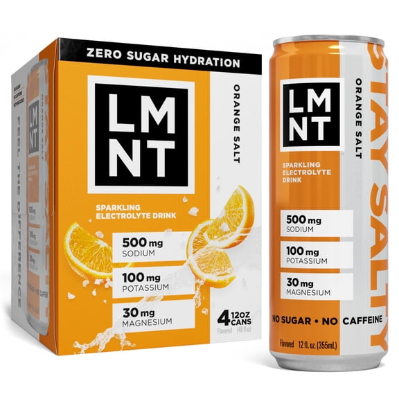 LMNT Sparkling Electrolyte Drink - Orange - 4pk / 12 fl oz Cans