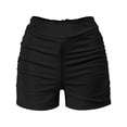 thumbnail image 5 of DHFJKG Summer Swim Shorts For Women Solid Color Ruched High Waist Tummy Control Swimwear Bottoms Comfortable Water Sports Stylish Beachwear, 5 of 7