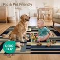 thumbnail image 4 of ODIKA 3'x5' Ultra-Soft Throw Mat, Retro Colorblock Mosaic Vintage Abstract Band Layout Striped Flowing Dynamic None Washable, Bare feet friendly, Easy Care Indoor rug for Bedside, Vanity, 4 of 7