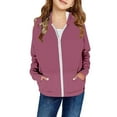 thumbnail image 4 of REDARER Girls Hooded Zip-Up Sweatshirt, Casual Fall Jacket with Front Pockets, Lightweight Outerwear for Everyday Wear,Size:12-13 Years, 4 of 4