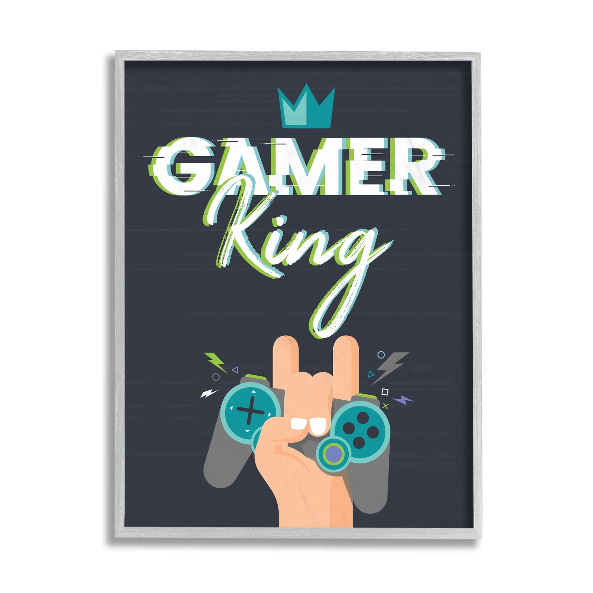 Stupell Industries Gamer King Phrase Boy's Video Game Hobby Design by Angela Nickeas