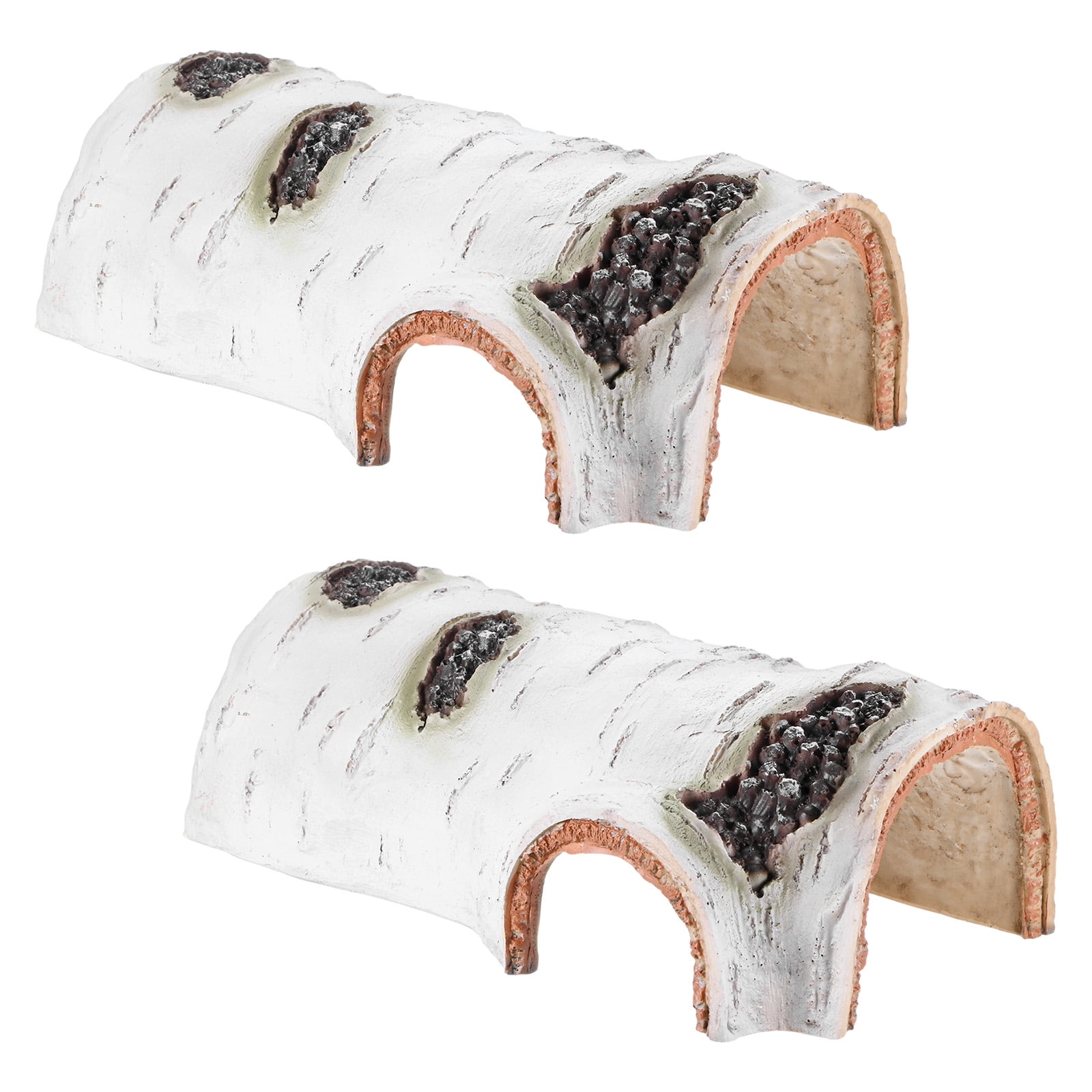 2-Pack Reptile Hide Basking Platform, Large White Resin Reptile Tank Decor, Bearded Dragon Tank Accessories for Turtle, Gecko