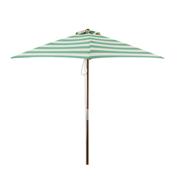 DestinationGear 6.5’ Square Market Umbrella, Soft Teal/Ivory Stripe, UV Protection