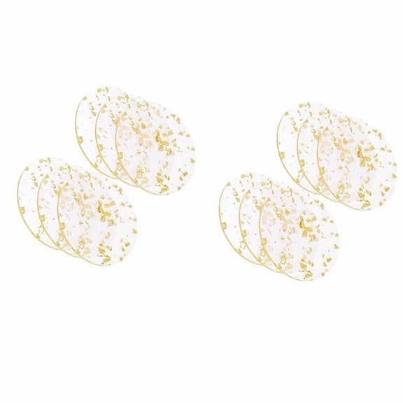 Gold Foil Acrylic Coasters Set of 12 for Drinks Nordic Style Tea Coaster Coffee Cup Insulation Pad for Bowls,9.5cm