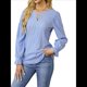 thumbnail image 2 of Camisa Formal Informal de Larga para Mujer, Estilo Ejecutivo, con Escote en V, para Trabajo, Moda de Otoño Azul XXL, 2 of 7