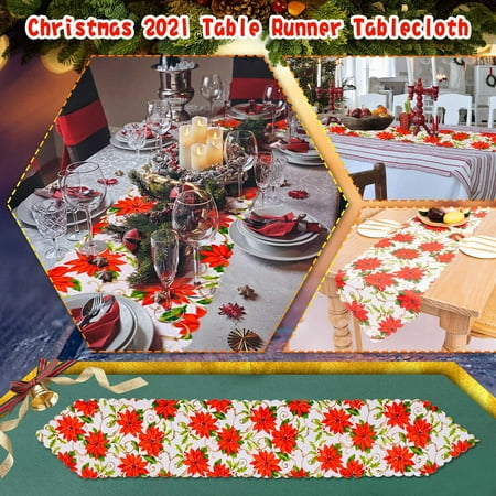 

Christmas Table Runner Holiday Runners For Dining Room Snowflake Snowman Decorations