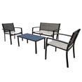 thumbnail image 2 of 4 Pieces Outdoor Dining Set with Rectangle Steel Table&Textilene Chairs for 4-Person, Patio Furniture Set Garden Conversation Sets with Glass Coffee Table for Lawn Backyard Poolside, Grey, 2 of 5