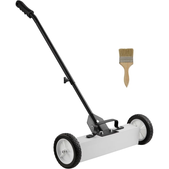 45Lbs Push Magnetic Sweeper with Wheels, 18-Inch Wide Magnetic Lawn Sweeper, Telescoping Handle for Easy Garage Workshop Yard Cleanup