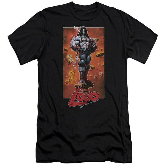 JLA Justice League Lobo Pose S/S Adult 30/1 T-Shirt Black