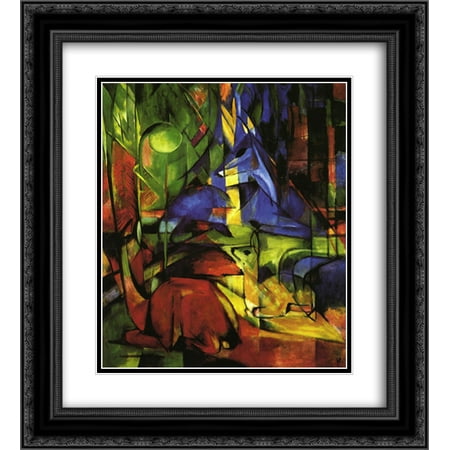 Franz Marc 2x Matted 20x22 Black Ornate Framed Art Print 'Deer in the Forest II'