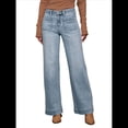 thumbnail image 2 of Pantalones Vaqueros de Pierna para Mujer, Cintura Alta, Rectos, Elásticos y con Bolsillos. Azul M, 2 of 9