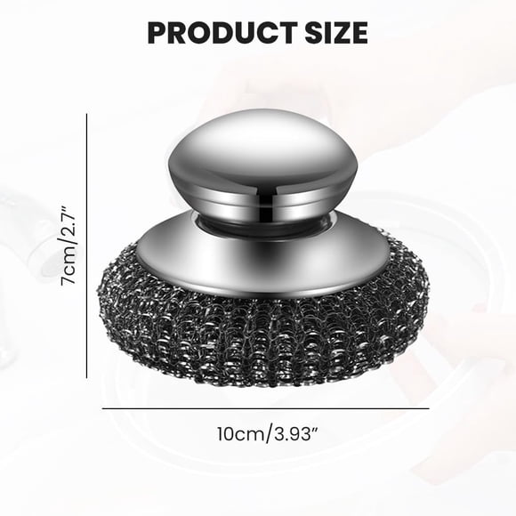 NOGIS Brosse à Laine en Acier Inoxydable avec Manche, Brosse à Laine Détachable Robuste pour Nettoyer la Vaisselle, Casseroles en Fonte, Cuisinières, Évier de Cuisine (3 Pcs)