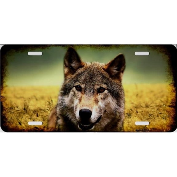 Lone Wolf Metal License Plate
