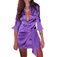thumbnail image 2 of SAYOO, vestido camisero de manga larga para mujer, botones informales, Color sólido, vestido de fiesta envolvente para playa, Club, ropa de calle SAYOO  moda, 2 of 5