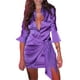 thumbnail image 2 of SAYOO, vestido camisero de manga larga para mujer, botones informales, Color sólido, vestido de fiesta envolvente para playa, Club, ropa de calle SAYOO  moda, 2 of 5
