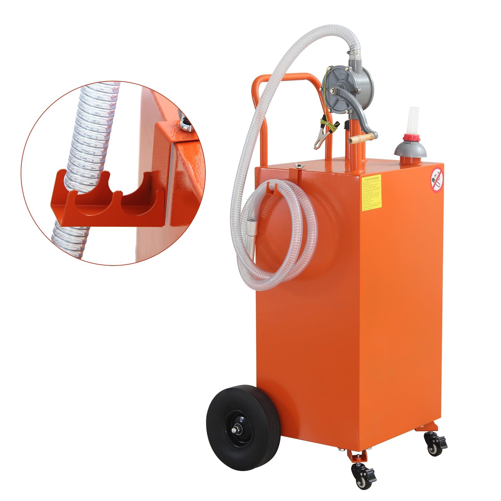 2025 New 30 Gallon Portable Gas Caddy Fuel Storage Tank, Large Gasoline Diesel Can Hand Siphon Pump, with Rolling Flat-Free Solid Rubber Wheels, for Boat, ATV, Car, Motorcycle