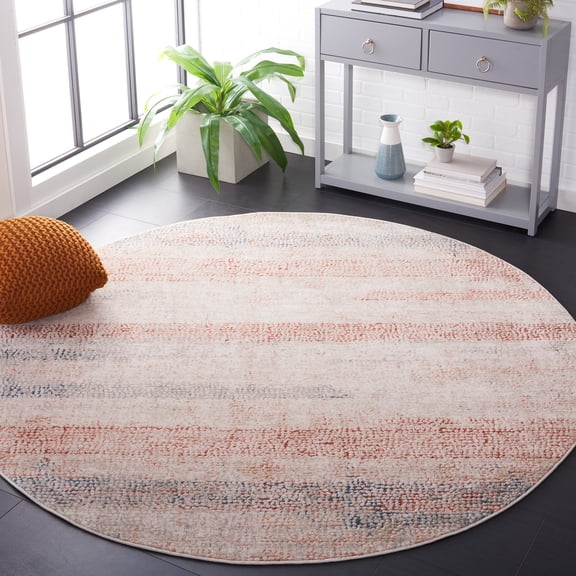 Safavieh Madison Emmet Abstract Area Rug, Ivory/Blue Rust, 6'7" x 6'7" Round