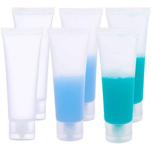 1 box 30pcs Matte PE Plastic Refillable Squeeze Soft Tube Bottles PP Plastic Screw-in Flip Top Lid Bottle Cosmetic Cream Lotion Shampoo Travel Containers Clear