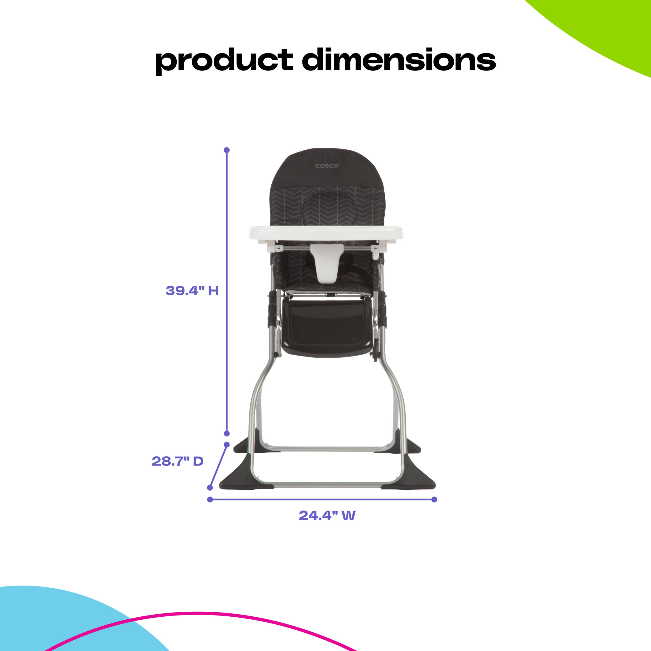 Cosco Kids Simple Fold Baby High Chair, Black photo 4