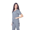 thumbnail image 4 of Dagacci Medical Uniform Women's Scrub Set Stretch Contrast Binding Top and Pants (Pewter Gray, XX-Small), 4 of 6