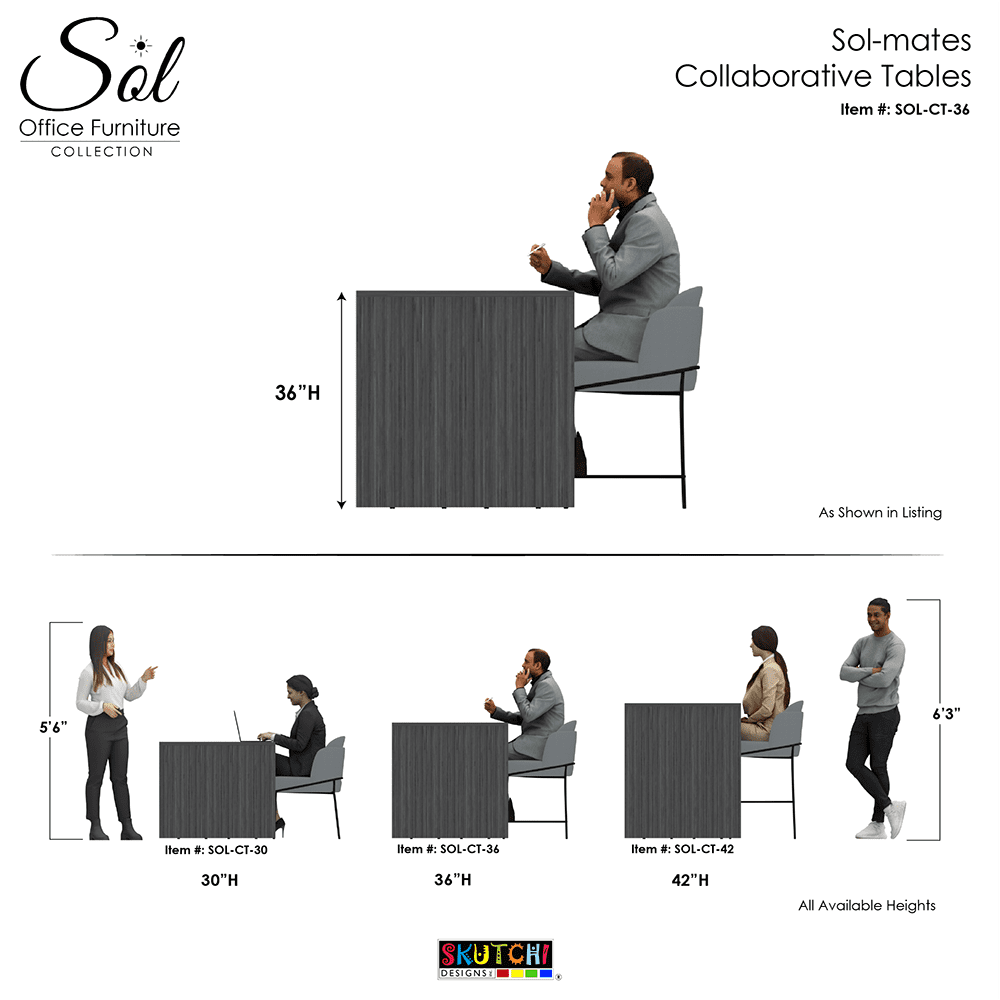 Counter Height Collaboration Table | 4 Person Face-to-Face Desk | 48 x 72 Inch Commercial Office Desk with Double Power & Data Modules - Lakeland Salt And Black