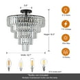 thumbnail image 2 of 20" Elegant Black Crystal Chandelier, Modern Luxury 10-Light Flush Mount Ceiling Light for Living Room, Dining Room, Bedroom (Bulbs Not Included), 2 of 11