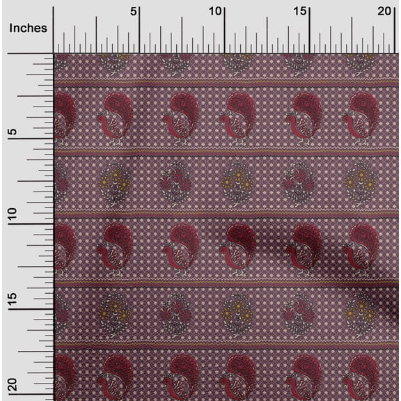 oneOone Cotton Jersey Chocolate Brown Fabric Geometric|Peacock & Floral Block Dress Material Fabric Print Fabric By The Yard 58 Inch Wide