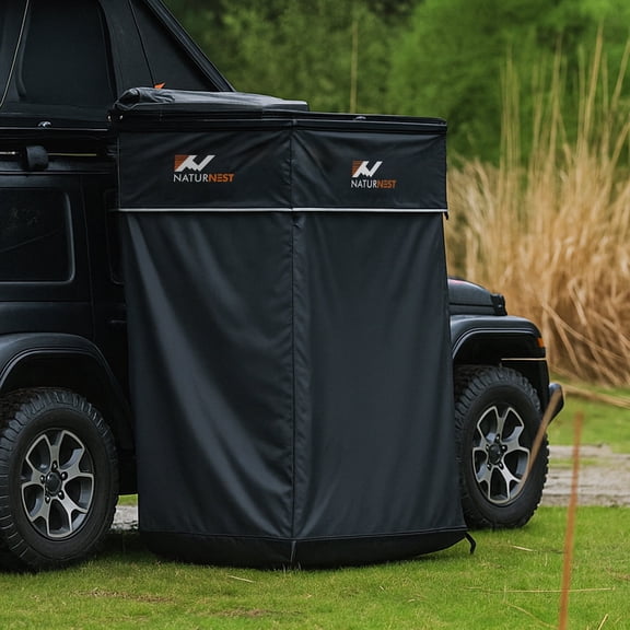 Naturnest Portable Car Camping Shower Tent Featuring a Roof and Floor Mat, Car Tents for Camping Suv, Overlanding Car Bathroom Tent Privacy