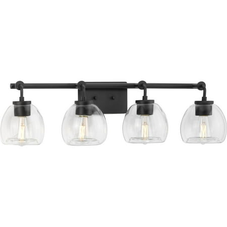 

Caisson Collection Four-Light Graphite Clear Glass Urban Industrial Bath Vanity Light