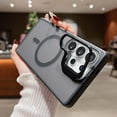 thumbnail image 2 of Kickstand Case for Samsung Galaxy S24 FE Compatible with MagSafe, Built-in Metal Adjustable Camera Bracket, Clear Matte Back Slim Shockproof Phone Cover, Support Magnetic Car Mount, Black, 2 of 8