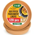thumbnail image 1 of 6.3 Revestimientos pequeños para freidora de aire Revestimientos para freidora de aire de 2-4 qt 120 piezas de revestimientos de papel desechables: antiadherentes y a prueba de aceite para una fácil l, 1 of 5
