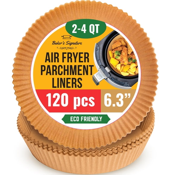 6.3 Revestimientos pequeños para freidora de aire Revestimientos para freidora de aire de 2-4 qt 120 piezas de revestimientos de papel desechables: antiadherentes y a prueba de aceite para una fácil l