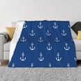 thumbnail image 3 of Throw Blanket for Couch, trendy white anchor blue Super Soft Fuzzy Comfy Warm Throw Blanket, Cuteness Lightweight Cozy Plush Flannel Blanket & Throws for Sofa and Bed All Season, 3 of 5