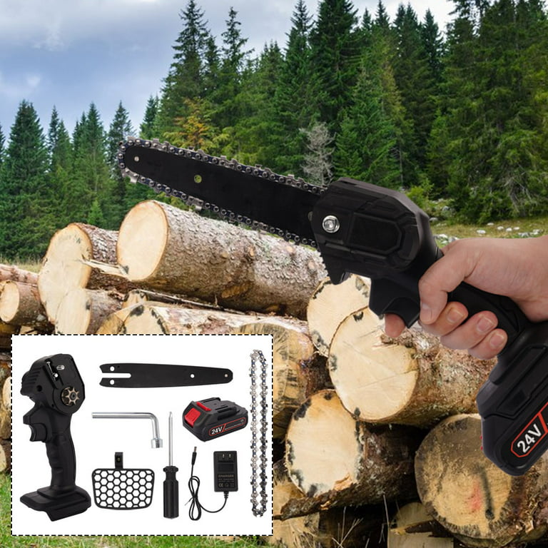 NIFFPD Mini Chainsaw, Electric Chainsaw,6 Inch mini chainsaw  Cordless,Brushless Handheld Electric Chainsaw for Wood Cutting Tree  Trimming (2 Battery Included) Black 