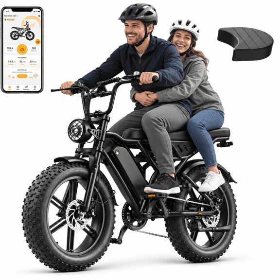 YareYi Electric Bike for Adults, 750W Peak E-Mountain Bicycle Class 3, 20" Fat Tire E-Bike with Speedometer, 48V 15Ah Removable Battery UL2849