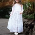 thumbnail image 6 of Little Girls Wedding Hollow Lace Long Dress F716 Sizes Up to 12, 6 of 7