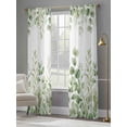 thumbnail image 4 of Light Green Eucalyptus Leaves Sheer Curtains 108 Inch Length 2 Panels Set Window Treatments, Watercolor Spring Summer Botanical Rod Pocket Semi Curtains for Living Room/Bedroom/Kitchen, 104"W x 108"L, 4 of 7