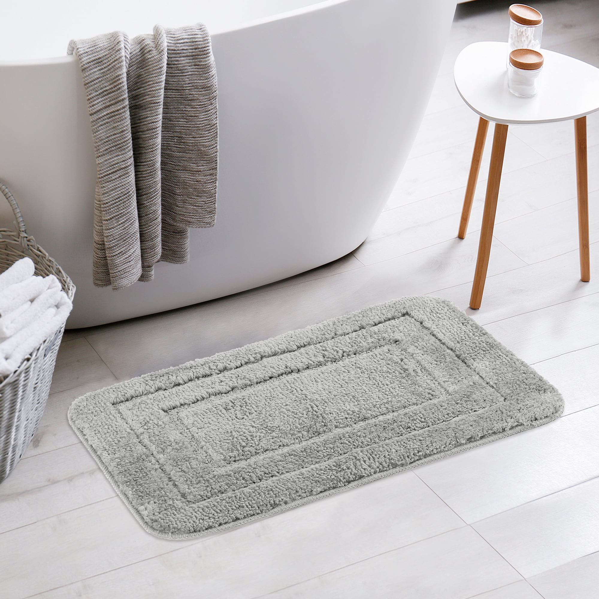Unique Bargains Soft Absorbent Bath Mats 2 Pcs Non-Slip Plush Bathroom Rugs Dark Gray 16" x 24"