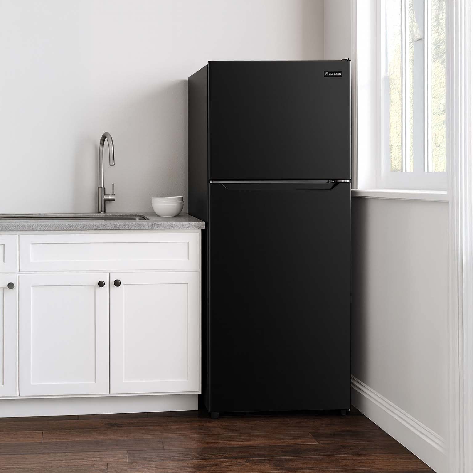 Frigidaire 10 Cu. ft. Top Freezer Refrigerator with Airflow Control, Frost-Free Apartment Size Fridge for Kitchen, Office, Black