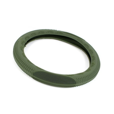 Unique Bargains Car Army Green Silicone Nonslip Steering Wheel Cover Protector