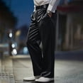 thumbnail image 2 of Migroa Mens Baggy Casual Dress Pants Lightweight Pleated Wide Leg Pants Loose Relaxed Fit Trousers Black L, 2 of 9
