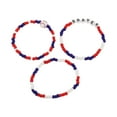thumbnail image 2 of Ziurtnc 3 Pcs/Set Women Bracelet Set Independence Day Adjustable Contrast Color Smooth Beads Baseball Pendant Letter Print Pride Day Bracelets, 2 of 7