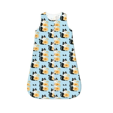

Qekee FUNNY CAT IS DRINKING WATER Print Baby Infant Wearable Blanket Cotton Unisex Swaddle Sack - Newborn Sleep Clothes Baby Sleeping Bag-Large
