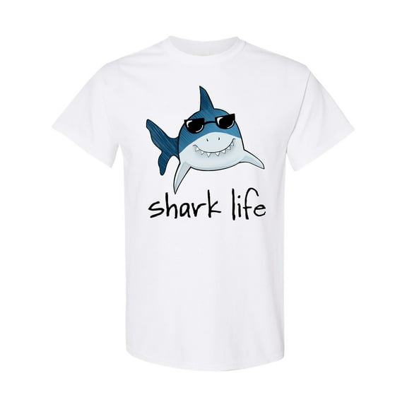 Inktastic Shark Life Fun Shark with Sunglasses T-Shirt